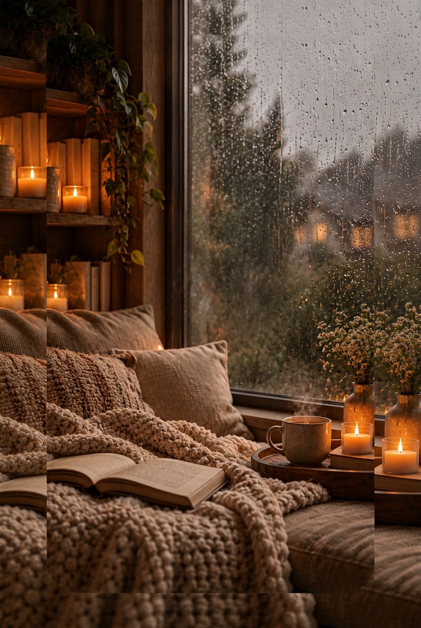 Rainy reading background